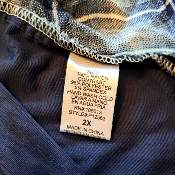 Andree by Unit Soft Plaid Embroidered Flannel Button Up Blouse Plus Size 2X - Picture 7 of 9